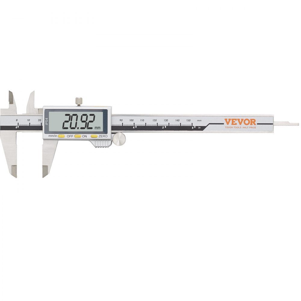 JS808F150SS - 0-6 Inch Stainless Steel Digital Caliper with LCD Display