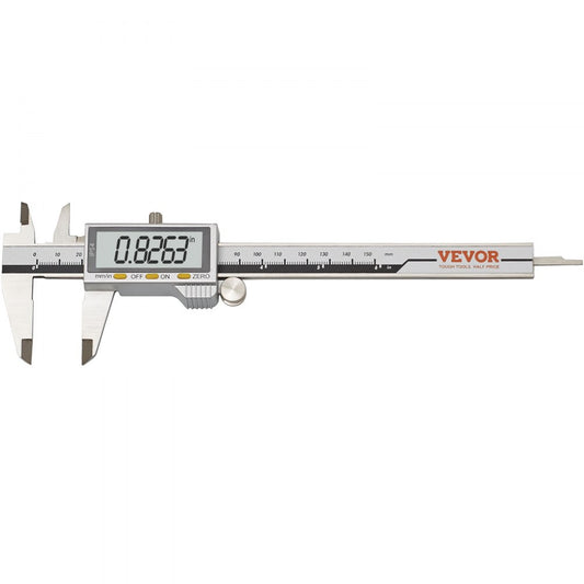JS808F150SS - 0-6 Inch Stainless Steel Digital Caliper with LCD Display