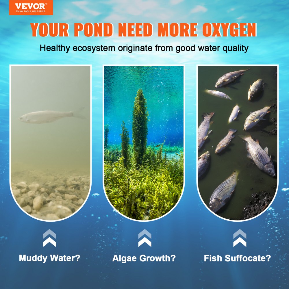 OLF400D-140BS-B - VEVOR Pond Aerator 550W for 3-Acre Lakes with Diffuser