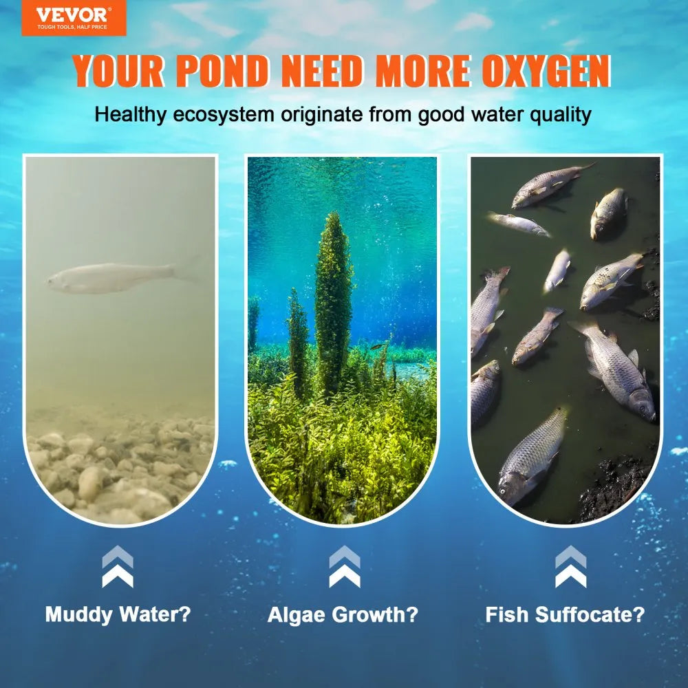 OLF400D-140BS-C - 550W VEVOR Pond Aerator for 3-Acre Lakes, Timer Included