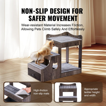LT-MKT02 - Double-Decker Pet Bunk Bed with Stairs for Cats and Dogs