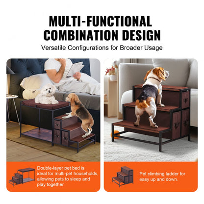 099-2A - Double-Decker Pet Bunk Bed with Stairs & Anti-Slip Design