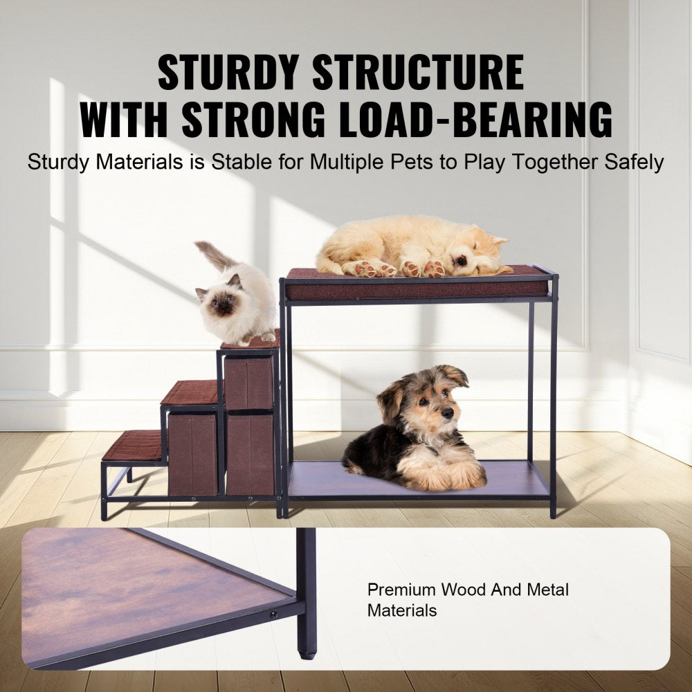 099-2A - Double-Decker Pet Bunk Bed with Stairs & Anti-Slip Design