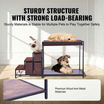 099-2A - Double-Decker Pet Bunk Bed with Stairs & Anti-Slip Design