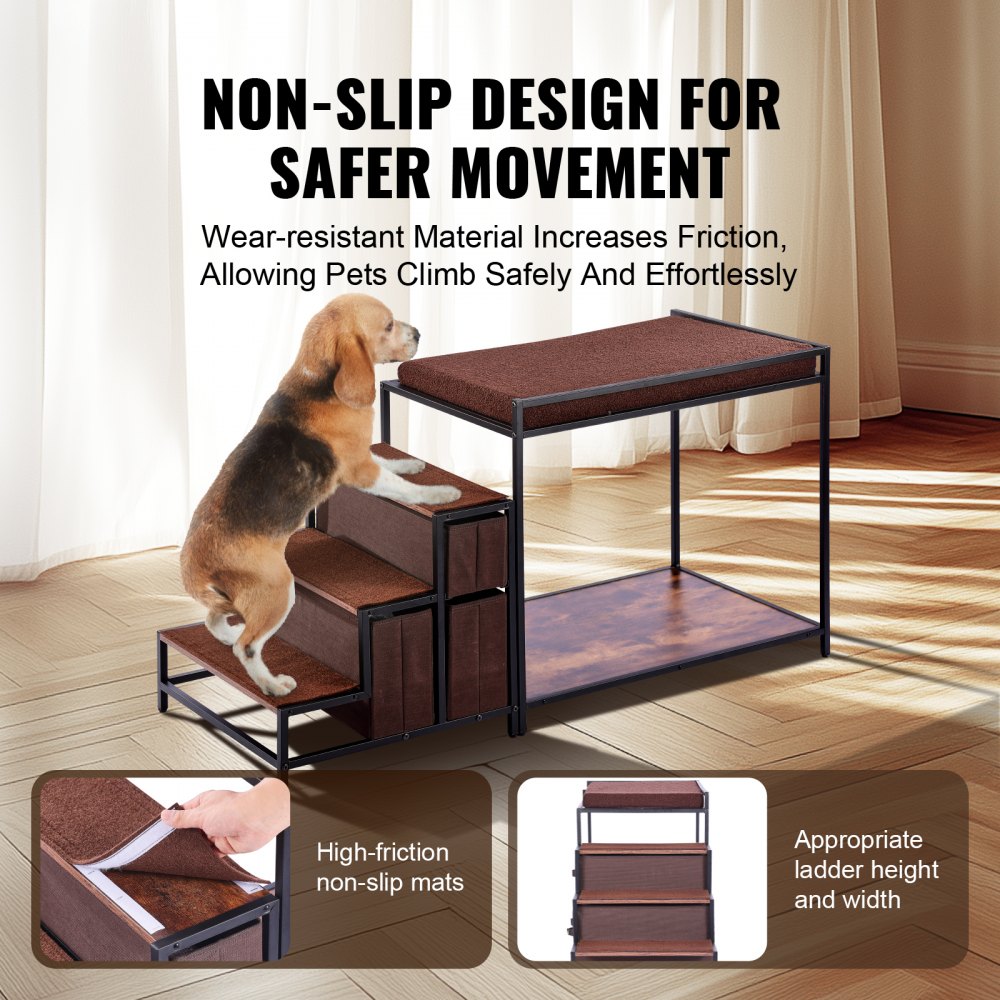 099-2A - Double-Decker Pet Bunk Bed with Stairs & Anti-Slip Design