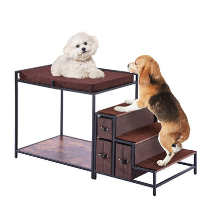 099-2A - Double-Decker Pet Bunk Bed with Stairs & Anti-Slip Design