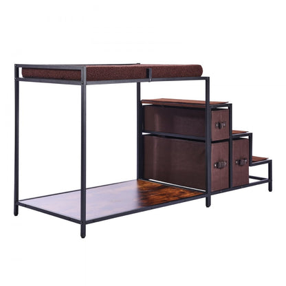 099-2A - Double-Decker Pet Bunk Bed with Stairs & Anti-Slip Design