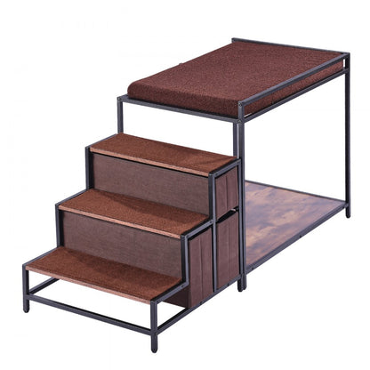 099-2A - Double-Decker Pet Bunk Bed with Stairs & Anti-Slip Design