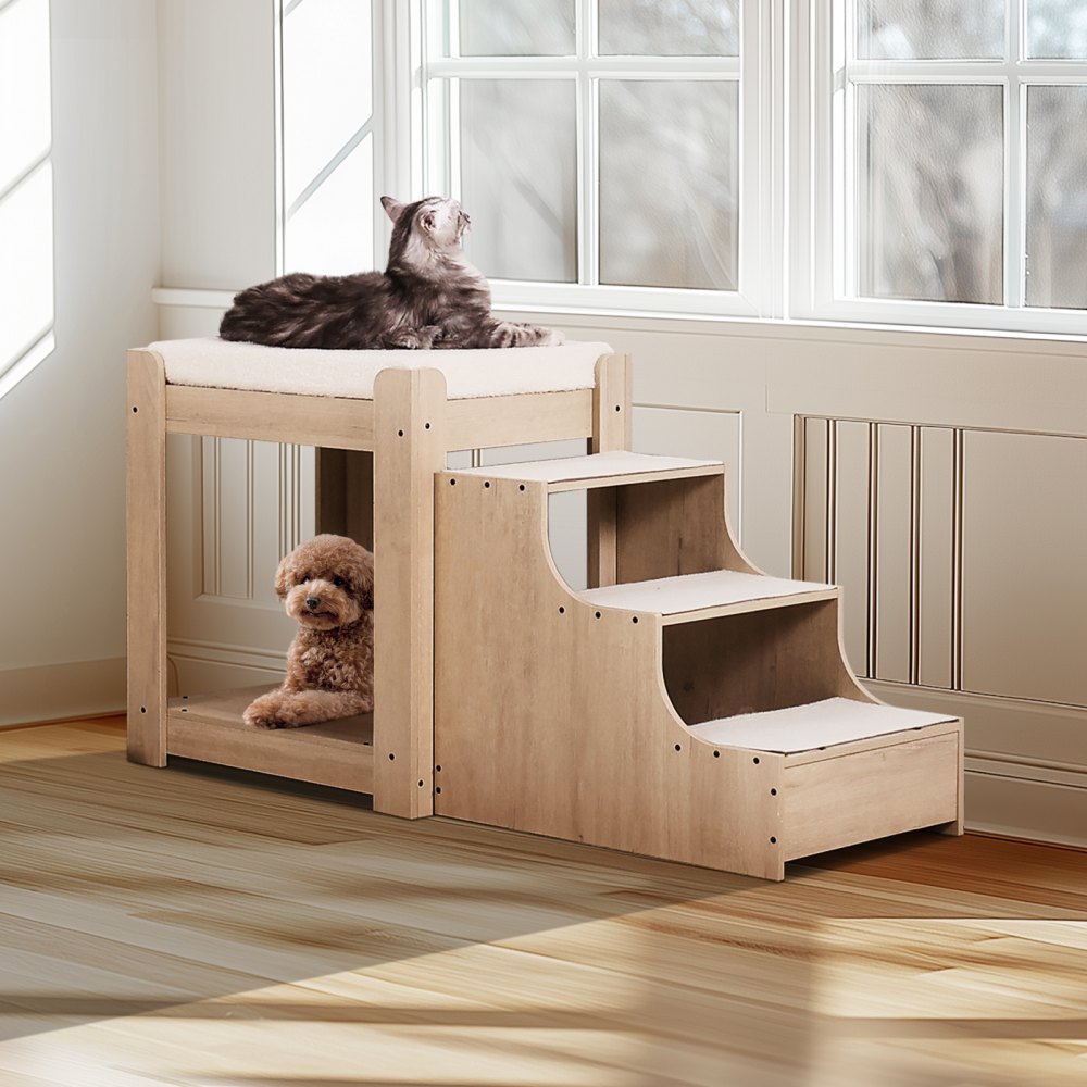099-1A - Double Decker Pet Bunk Bed with Stairs for Cats/Dogs