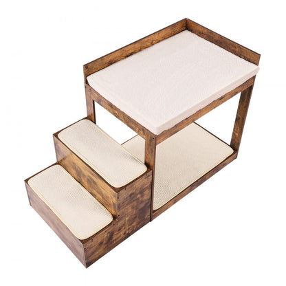 LT-MKT03 - Double-Decker Pet Bunk Bed with Climbing Stairs for Cats/Dogs