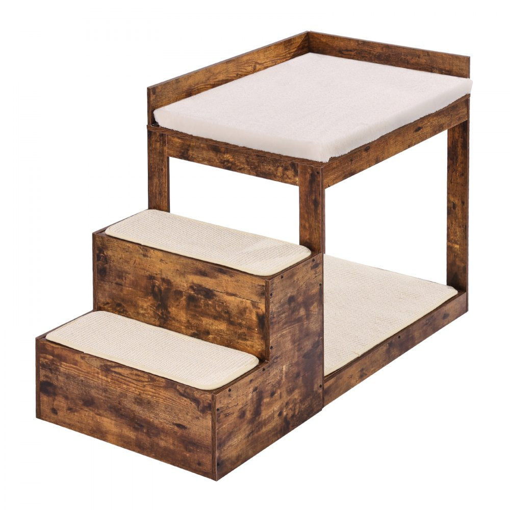 LT-MKT03 - Double-Decker Pet Bunk Bed with Climbing Stairs for Cats/Dogs