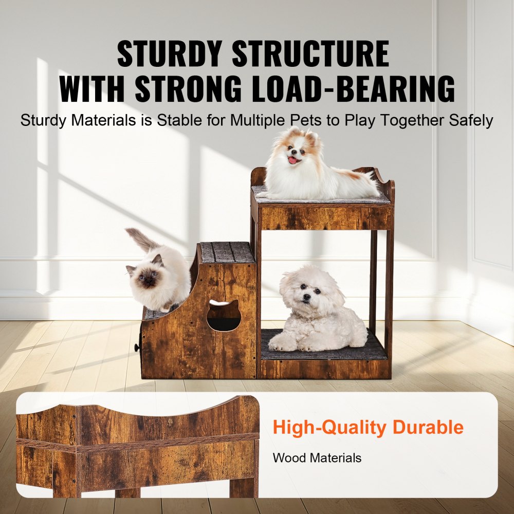 LT-MKT01 - Double Decker Pet Bunk Bed with Climbing Stairs