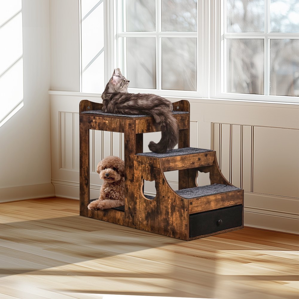 LT-MKT01 - Double Decker Pet Bunk Bed with Climbing Stairs