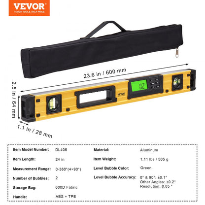DL405 - 600mm Magnetic Level with LCD Screen and Sound Alert
