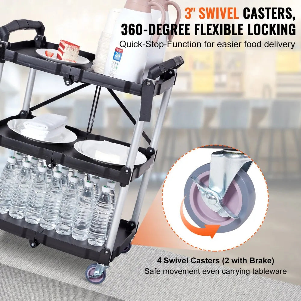 010804567519 - Foldable Heavy-Duty Rolling Cart, 165 lbs Capacity, Space-Saving Design