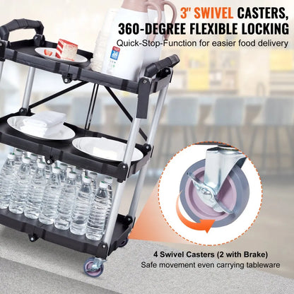 010804567519 - Foldable Heavy-Duty Rolling Cart, 165 lbs Capacity, Space-Saving Design