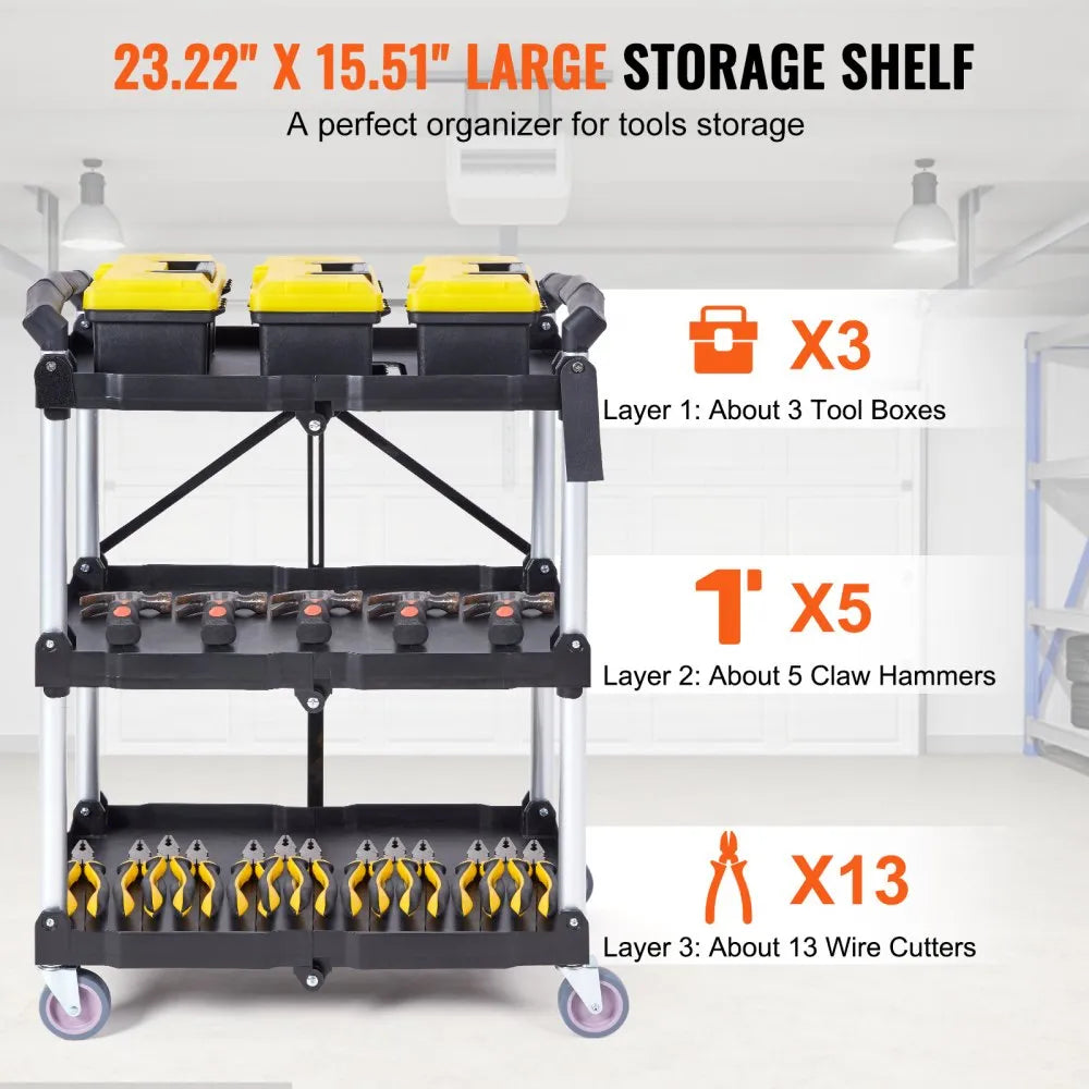 010804567519 - Foldable Heavy-Duty Rolling Cart, 165 lbs Capacity, Space-Saving Design