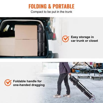 010804567519 - Foldable Heavy-Duty Rolling Cart, 165 lbs Capacity, Space-Saving Design