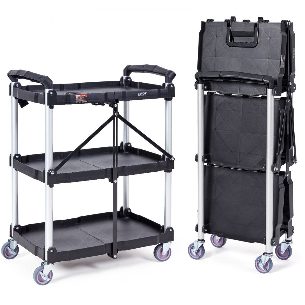 010804567519 - Foldable Heavy-Duty Rolling Cart, 165 lbs Capacity, Space-Saving Design