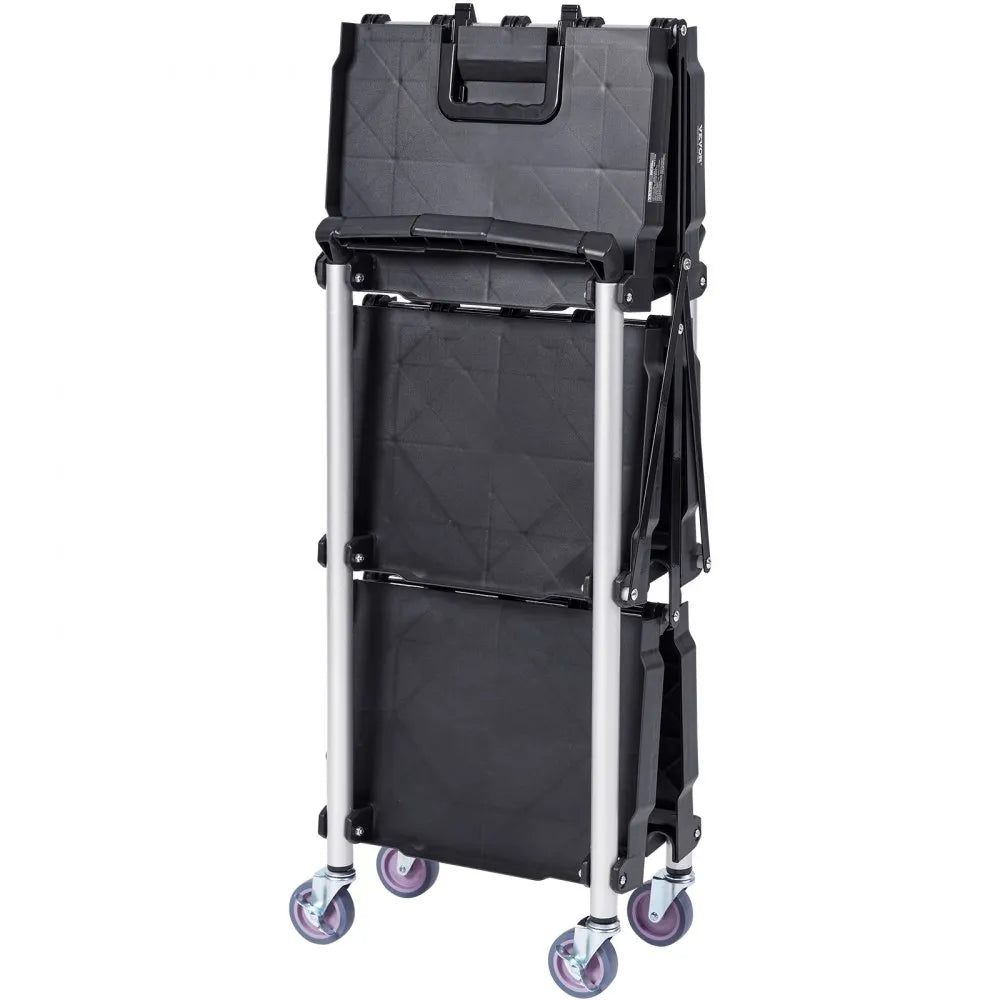 010804567519 - Foldable Heavy-Duty Rolling Cart, 165 lbs Capacity, Space-Saving Design