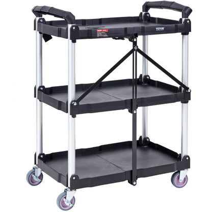 010804567519 - Foldable Heavy-Duty Rolling Cart, 165 lbs Capacity, Space-Saving Design