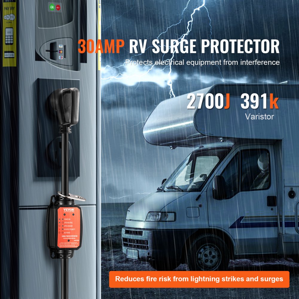LTU12 - 30 Amp VEVOR RV Surge Protector with 2700 Joules Safety