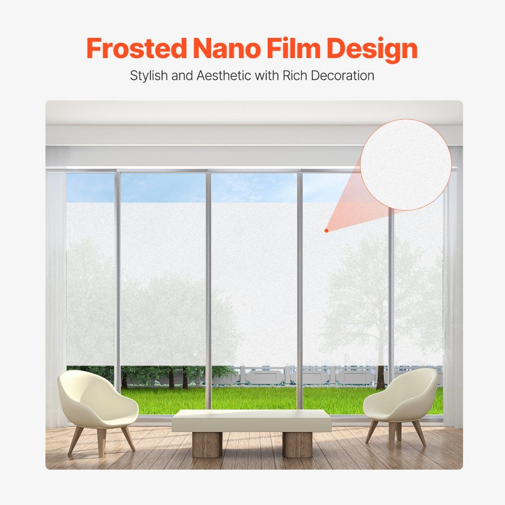 010735144471 - Elegant Frosted Privacy Film for Light Filtering & Skin Protection