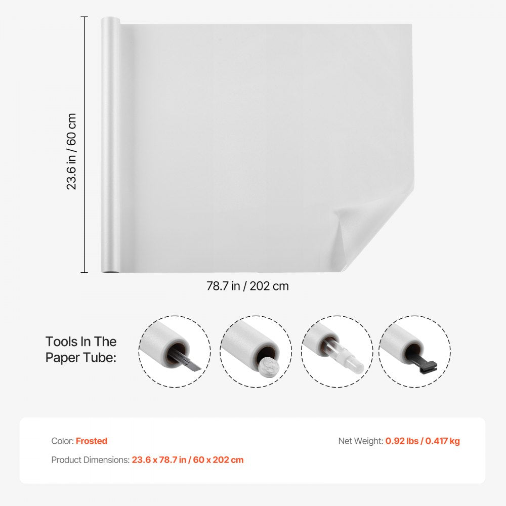 010735144471 - Elegant Frosted Privacy Film for Light Filtering & Skin Protection