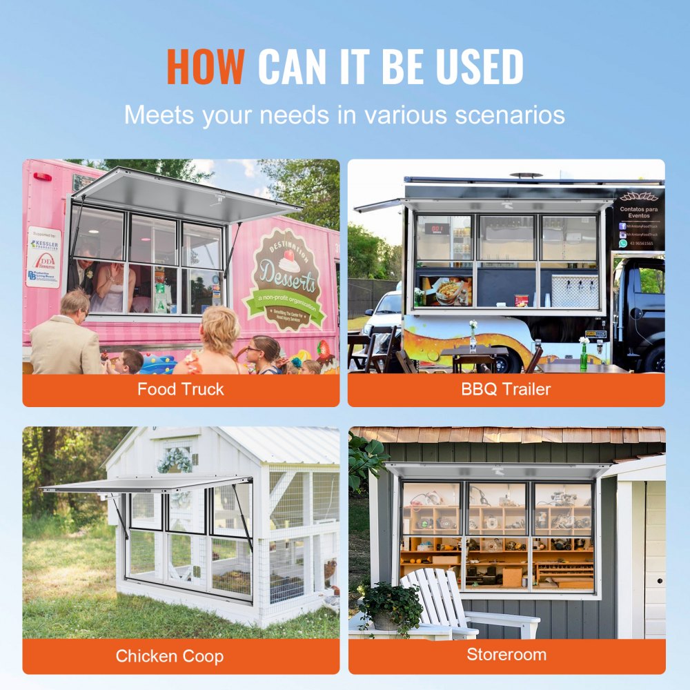 scfwck 60"L x 36"W - Durable Aluminum Alloy Food Truck Service Window