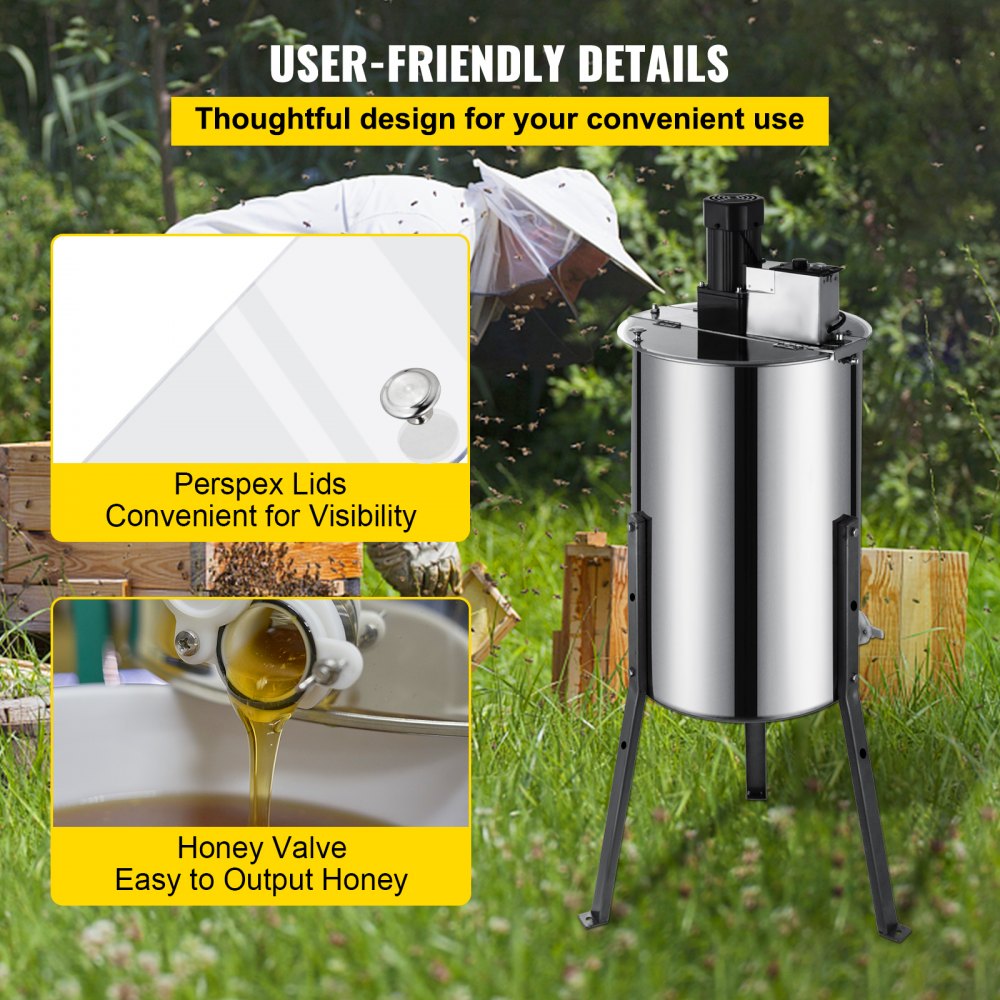 010952721796 - 3-Frame Electric Honey Extractor with Adjustable Speed
