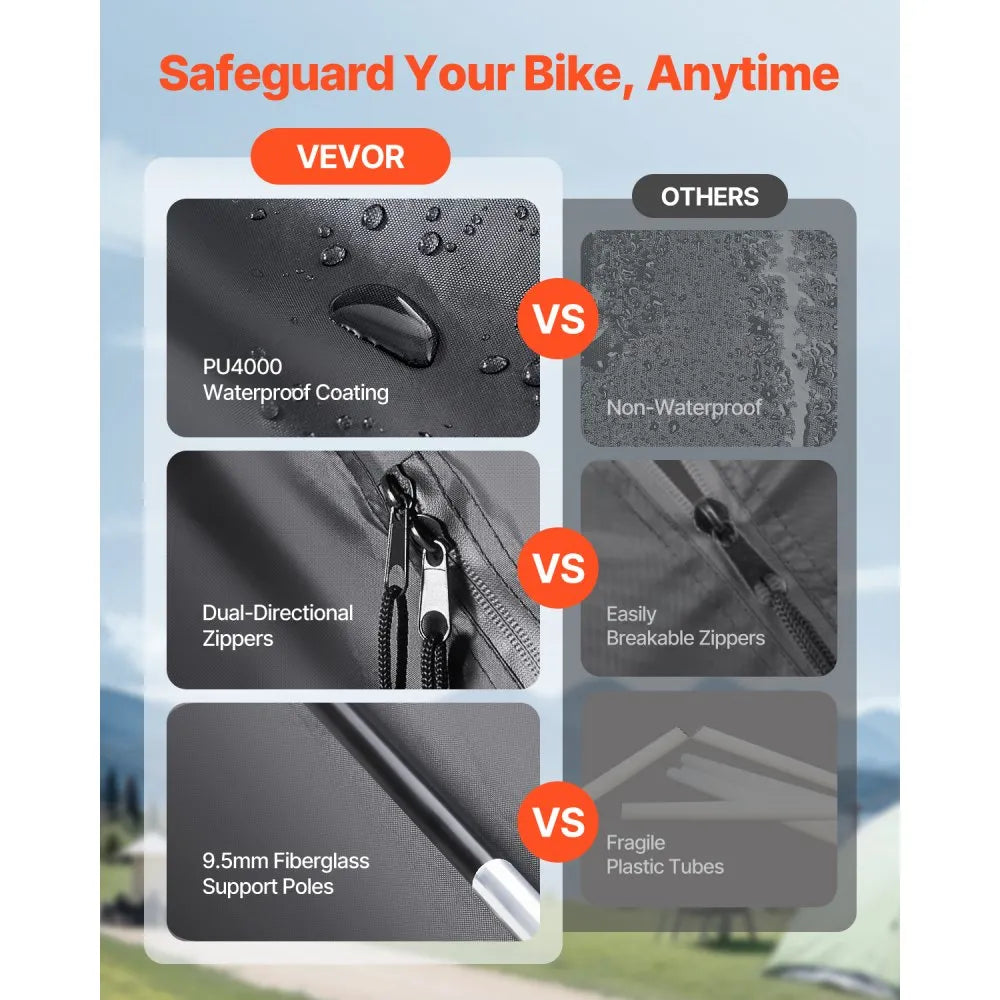 BYSKU7 - Durable Bike Storage Tent for 5+ Bikes, Waterproof & Lightweight