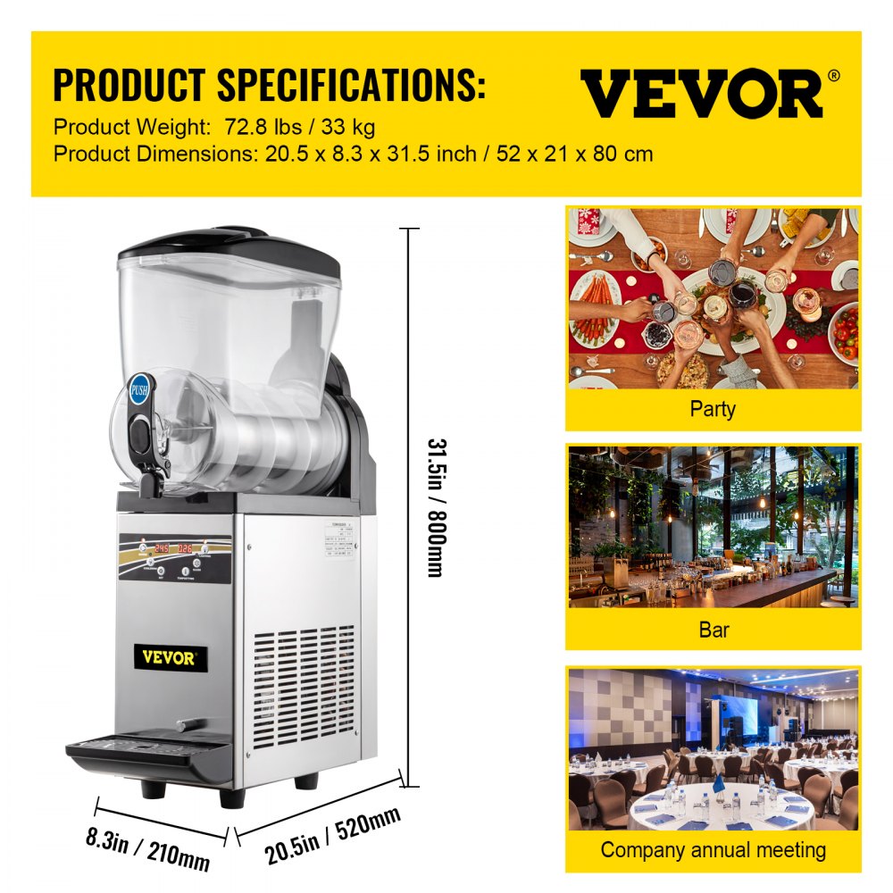 X-150 - 15L Stainless Steel Slushy Machine for Bars & Cafes