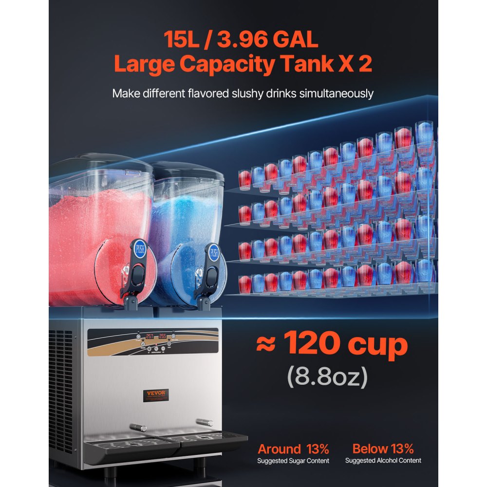 X-300 - Commercial 15L Dual Tank Slushy Machine for High-Traffic Use