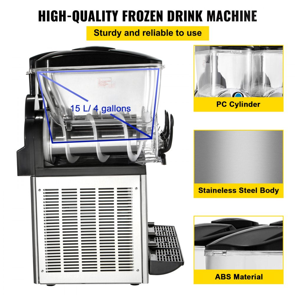 X-450 - 3-Tank Commercial Slushy Maker, 15L Capacity Each, Stainless Steel