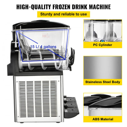 X-450 - 3-Tank Commercial Slushy Maker, 15L Capacity Each, Stainless Steel