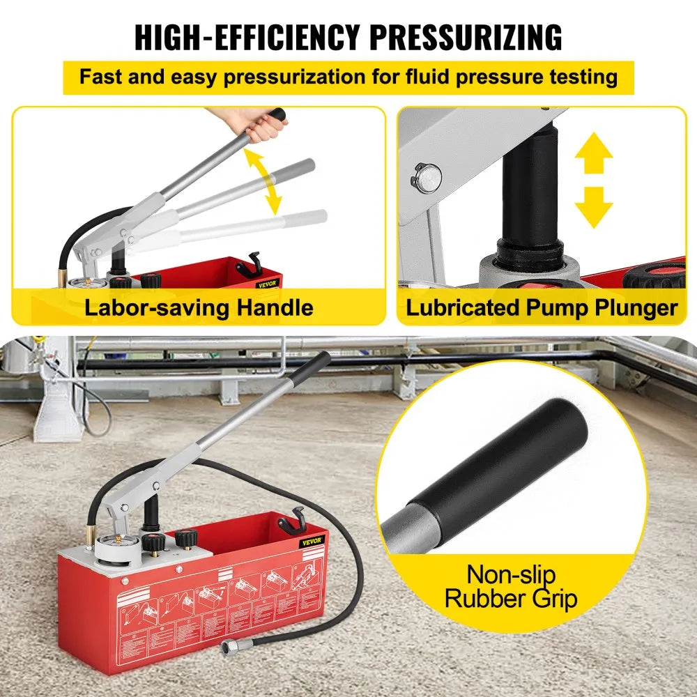 SYB-25B - Durable 3.2-Gallon Hydrostatic Pressure Test Pump with Dual Gauges