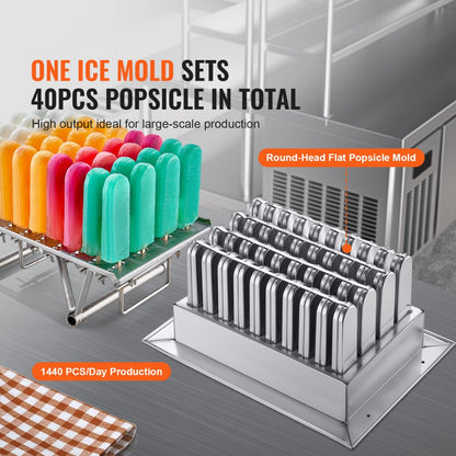 BBJ-1A - VEVOR 40-PC Commercial Popsicle Maker, Durable Stainless Steel Design