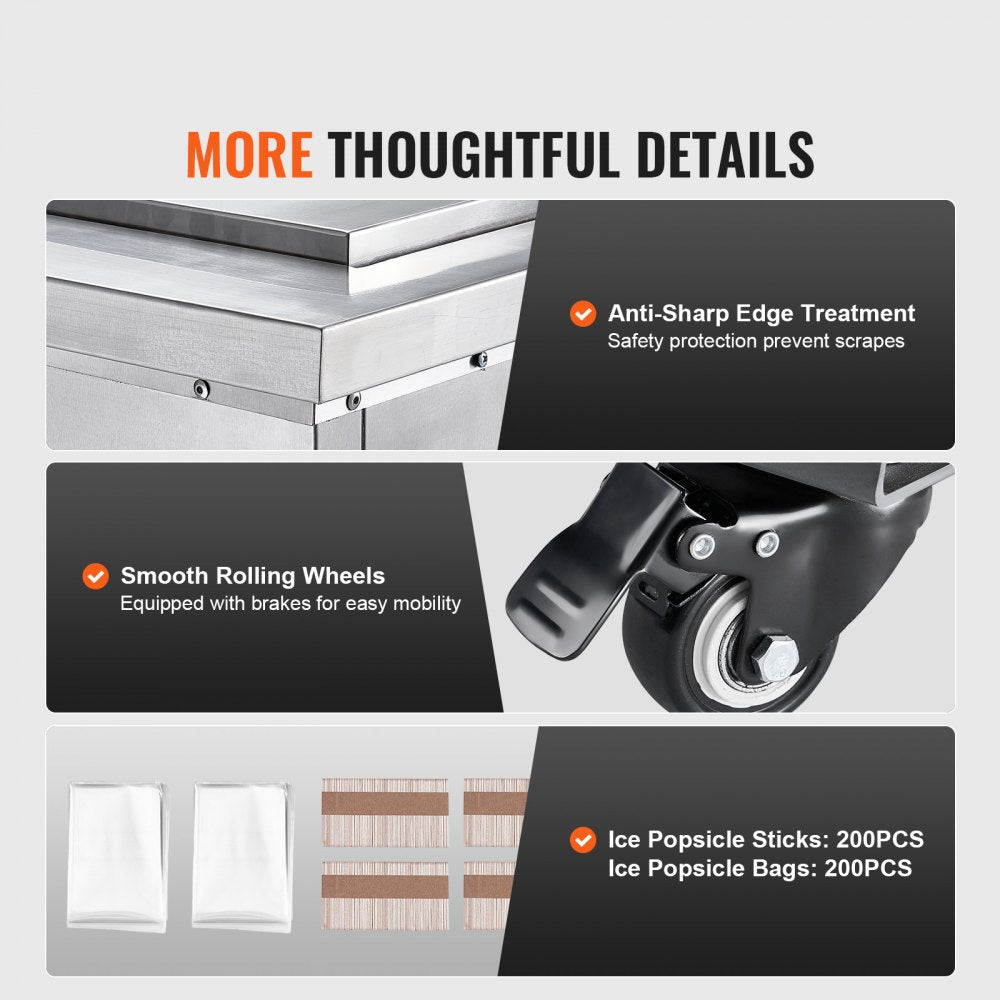 BBJ-1A - VEVOR 40-PC Commercial Popsicle Maker, Durable Stainless Steel Design