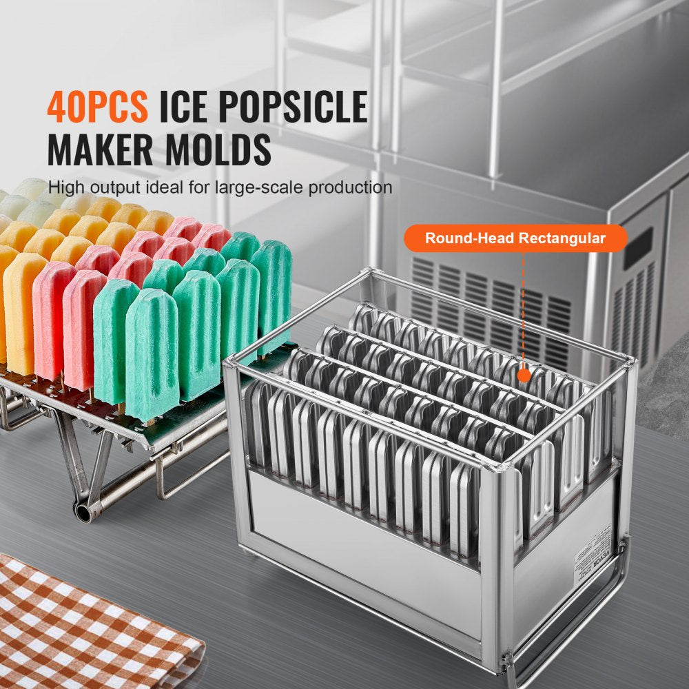 BBM-40YSC - 40PCS Double Slot Steel Popsicle Molds with Sticks & Bags