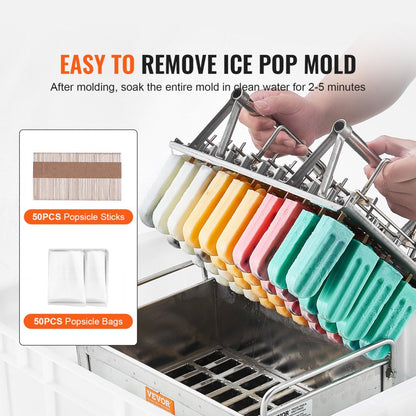 BBM-40YSC - 40PCS Double Slot Steel Popsicle Molds with Sticks & Bags
