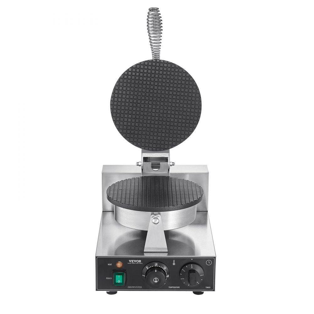 HT-1A - 1230W Commercial Waffle Cone Maker with Non-Stick Plates