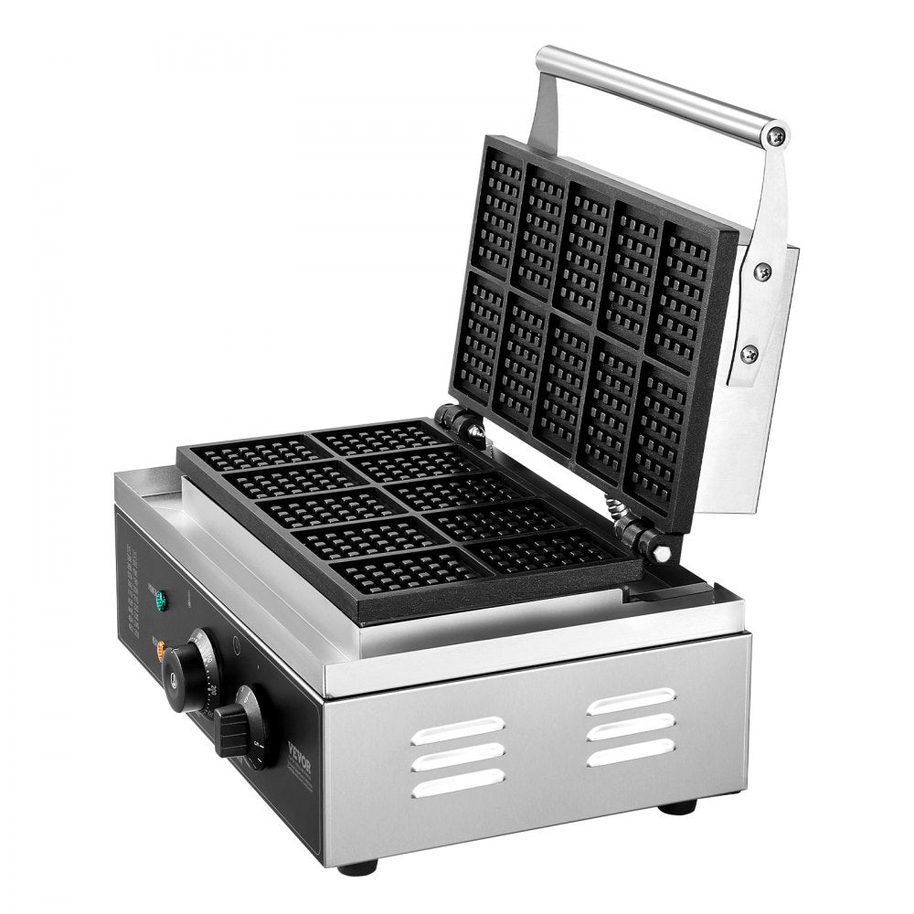 HT-10 - Stainless Steel Waffle Maker for 10 Rectangular Waffles at Once