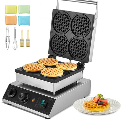 HT-2206B - Commercial 1750W Waffle Maker with Timer & Non-Stick Plates