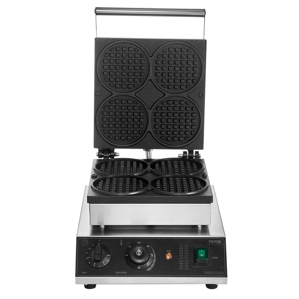 HT-2206B - Commercial 1750W Waffle Maker with Timer & Non-Stick Plates