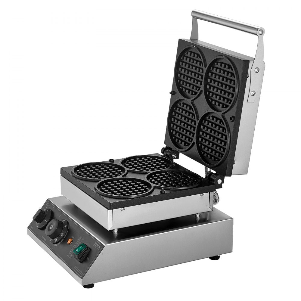HT-2206B - Commercial 1750W Waffle Maker with Timer & Non-Stick Plates