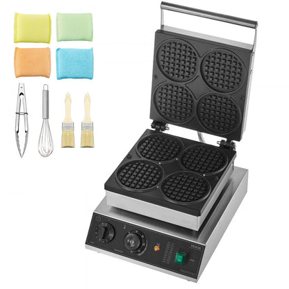 HT-2206B - Commercial 1750W Waffle Maker with Timer & Non-Stick Plates