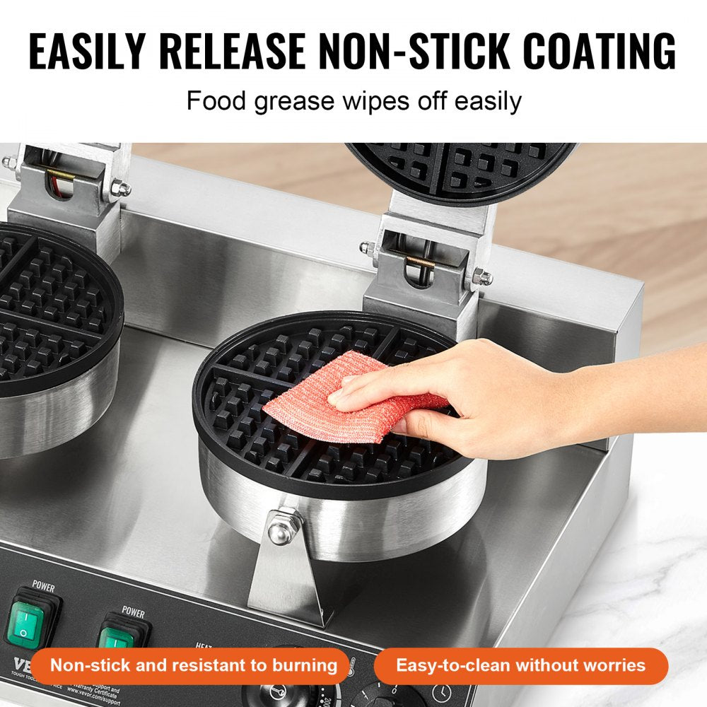 HT-2 - Professional Stainless Steel Waffle Maker with Timer&Temperature Control