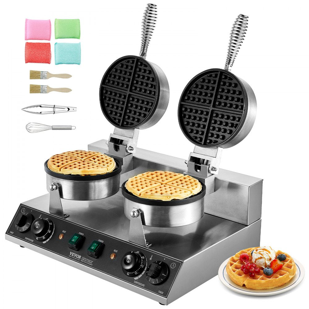 HT-2 - Professional Stainless Steel Waffle Maker with Timer&Temperature Control