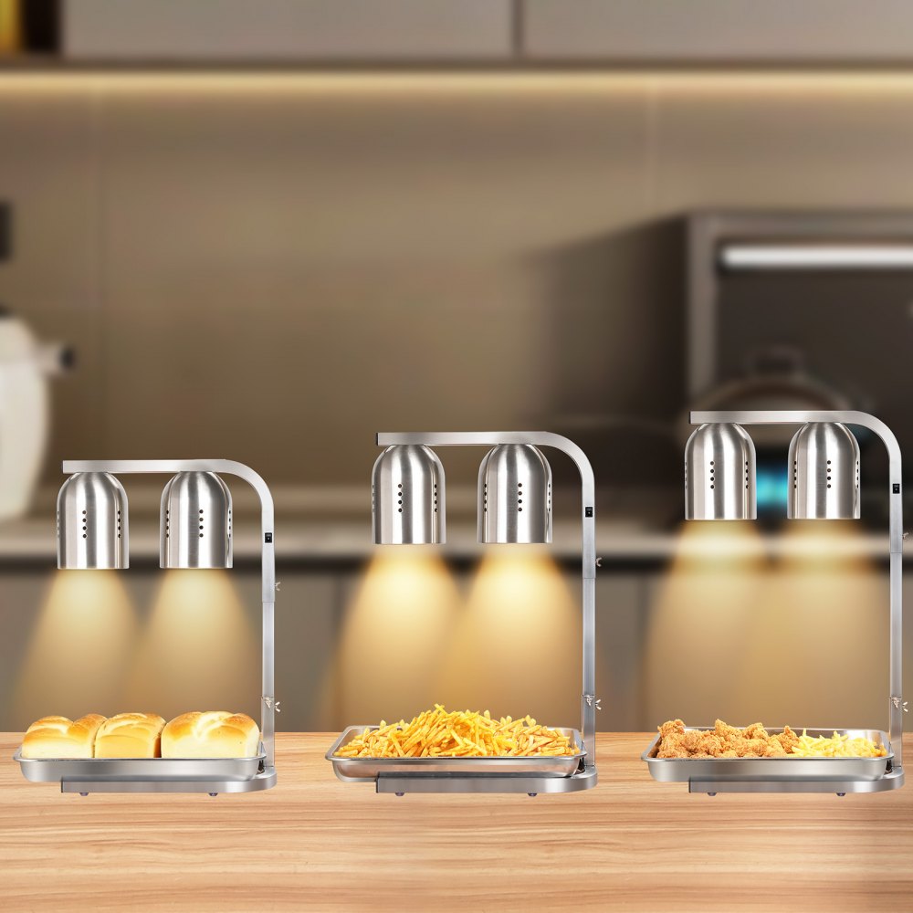 E904 - 500W Adjustable Stainless Steel Food Heat Lamp for Restaurants