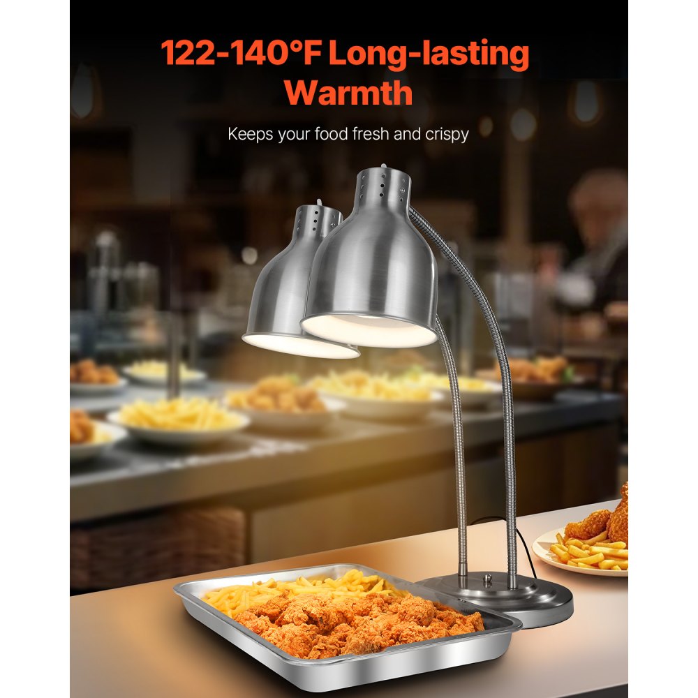 E909 - 360° Rotating Stainless Steel Food Heat Lamp for Restaurants